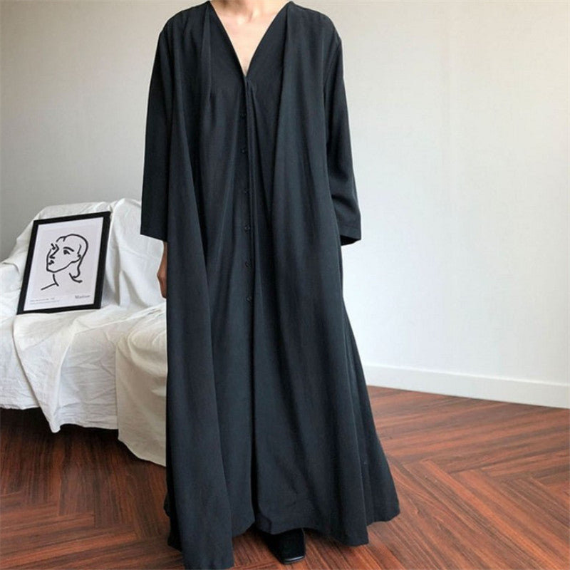 Vintage Loose Long Shirt Cozy Dresses-Dresses-Free Shipping at meselling99