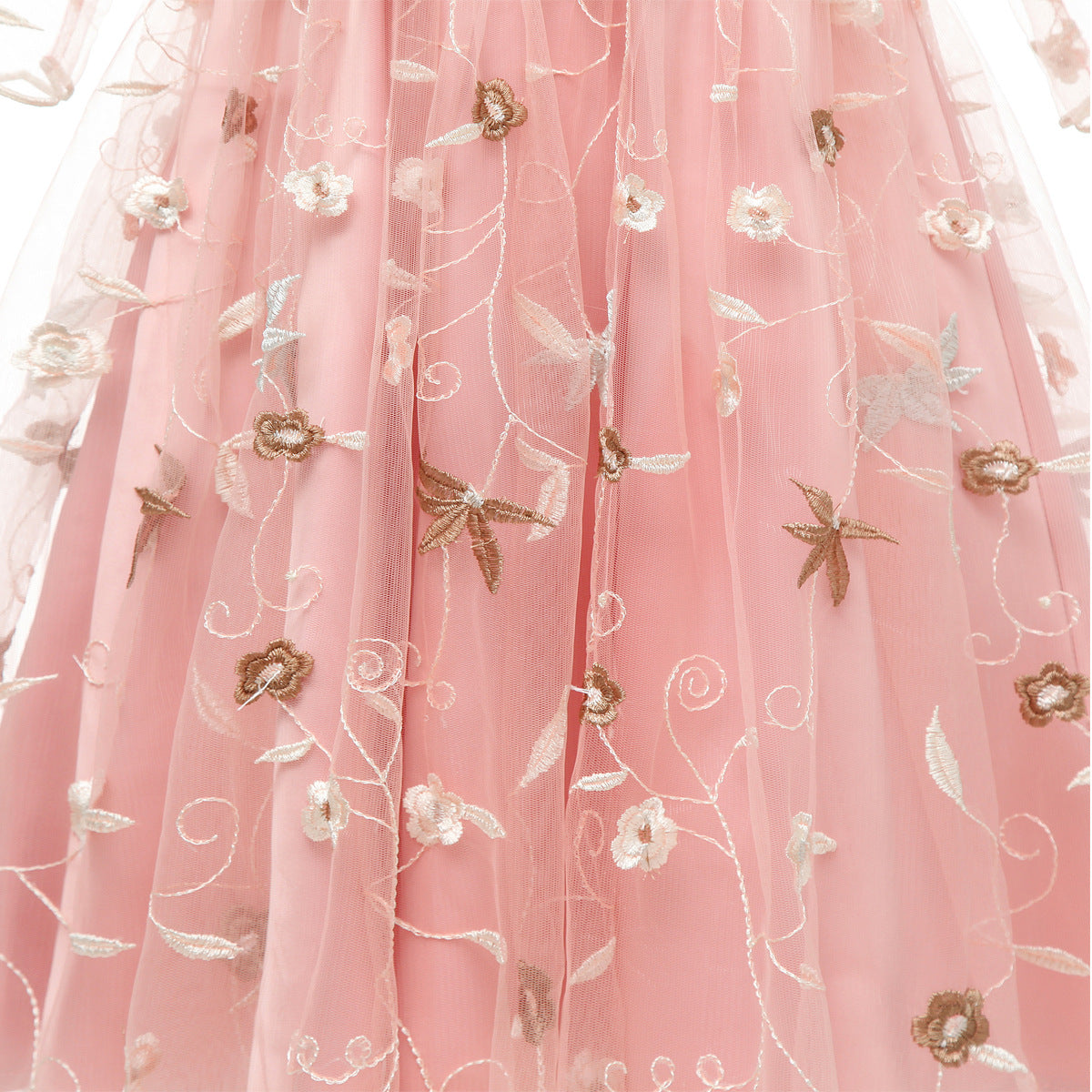 Layered Organza & Lace Mesh Dress