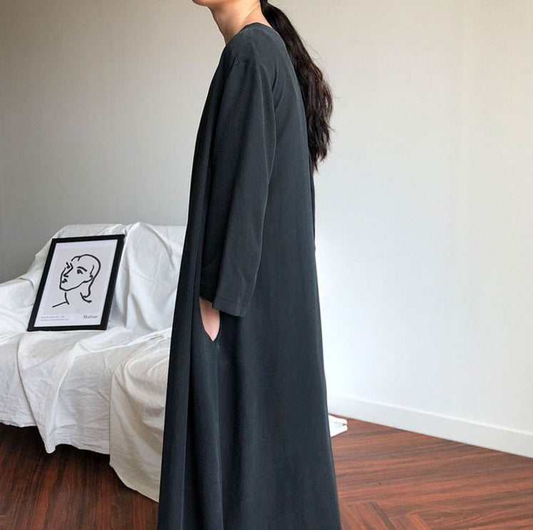 Vintage Loose Long Shirt Cozy Dresses-Dresses-Free Shipping at meselling99