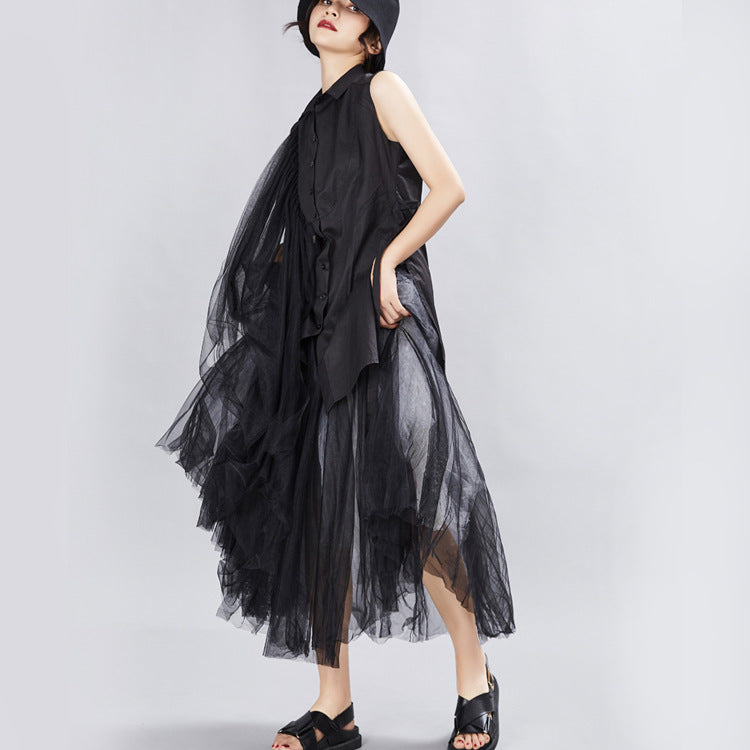 Designed Summer Irregular Tulle Sleeves Shirts Dresses-Dresses-Free Shipping at meselling99