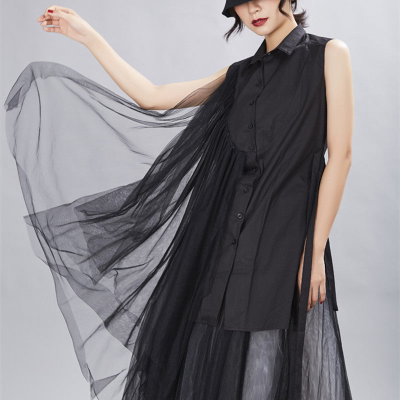 Designed Summer Irregular Tulle Sleeves Shirts Dresses-Dresses-Free Shipping at meselling99