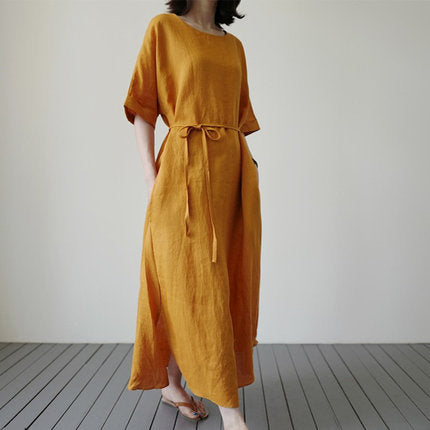 Vintage Linen Women Long Dresses-Dresses-Free Shipping at meselling99