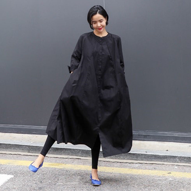 Women Long Sleeves Round Neck Plus Sizes Shirt Dresses-Cozy Dresses-Free Shipping at meselling99