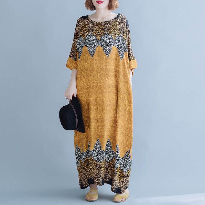Vintage Cozy Plus Sizes Long Maxi Dresses-Dresses-Yellow-One Size-Free Shipping at meselling99