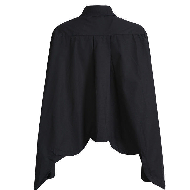 Women's White Oversized Shirt – Irregular Hem Loose Fit Blouse