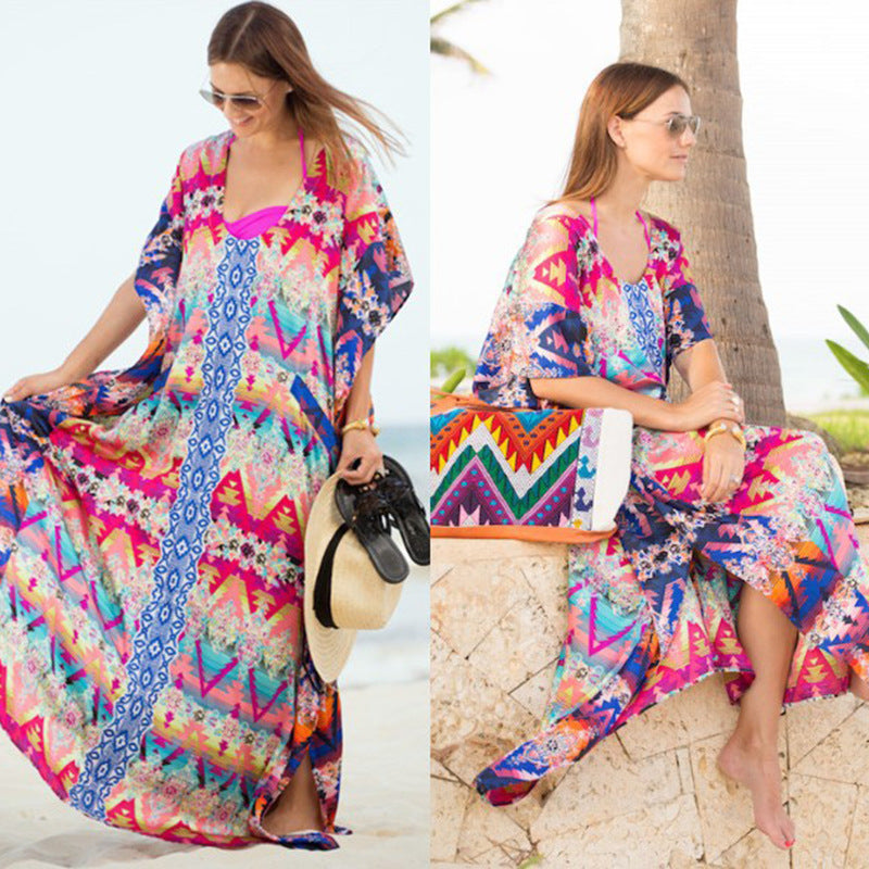 Summer Chiffon Floral Print  Beach Bikini Cover Ups