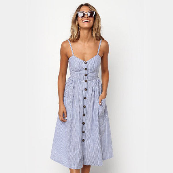 Leisure Summer Pocket Daily Dresses for Women