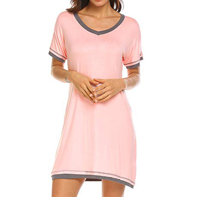 Casual Cotton Short Sleeves Sleepwear Dresses