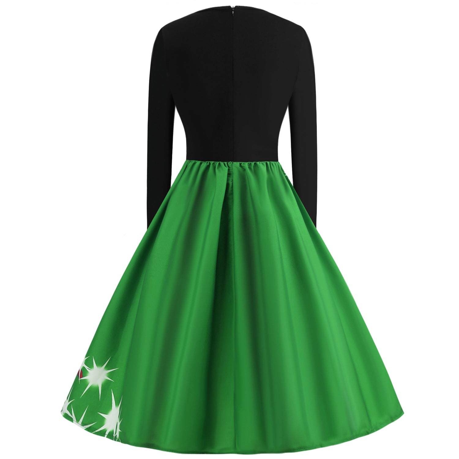 Merry Christmas Sled Round Neck Long Sleeves Women Dresses-Vintage Dresses-Free Shipping at meselling99