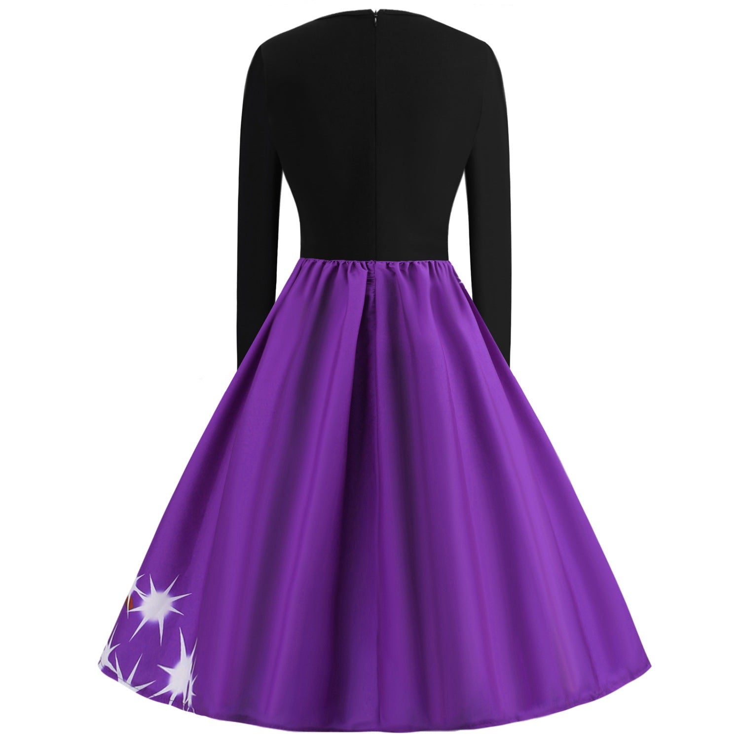 Merry Christmas Sled Round Neck Long Sleeves Women Dresses-Vintage Dresses-Free Shipping at meselling99