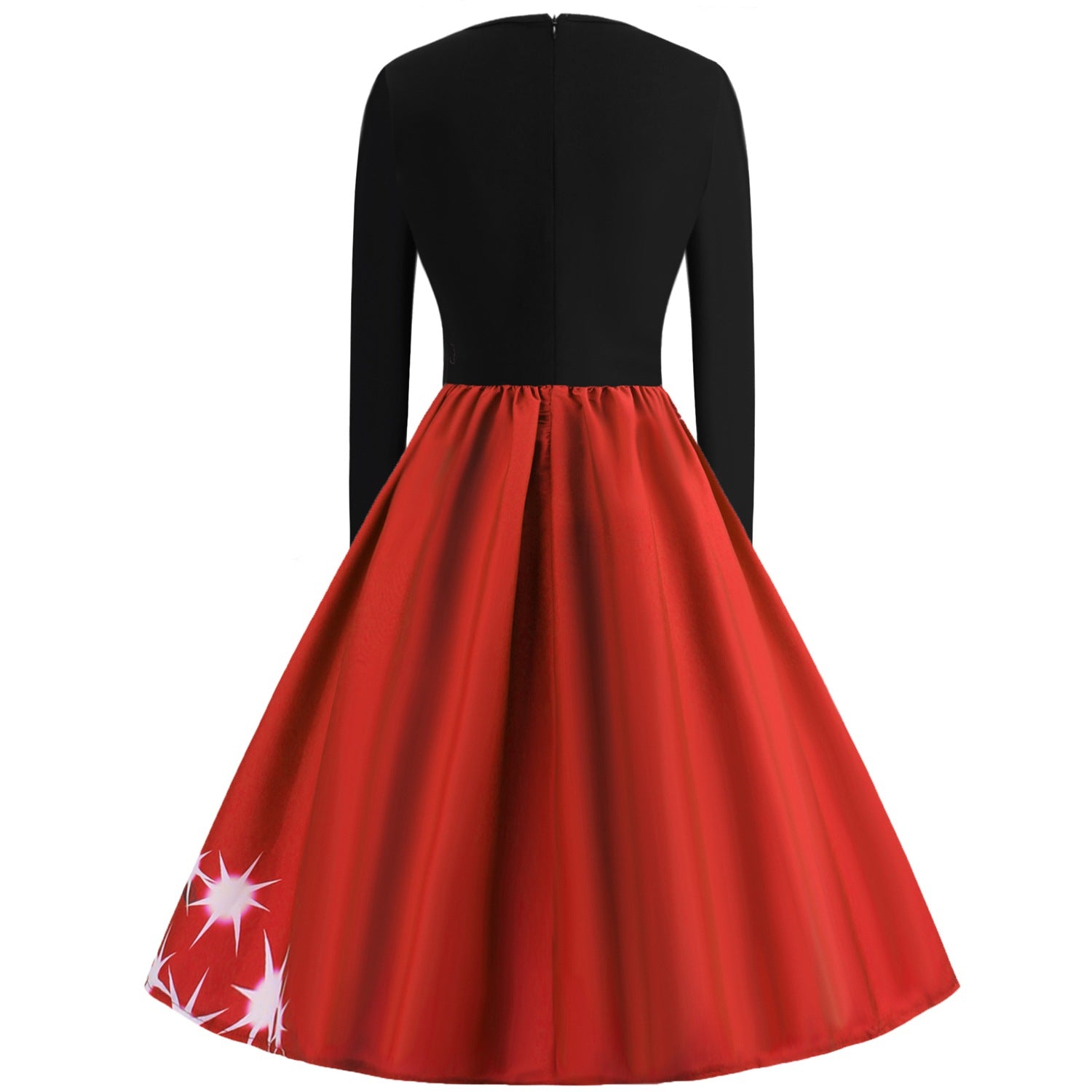 Merry Christmas Sled Round Neck Long Sleeves Women Dresses-Vintage Dresses-Free Shipping at meselling99