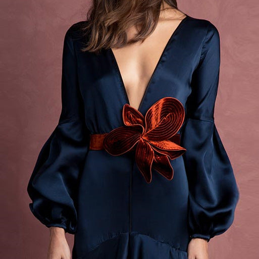 Sexy V Neck Bow Design Long Evening Party Dresses-Dresses-Free Shipping at meselling99