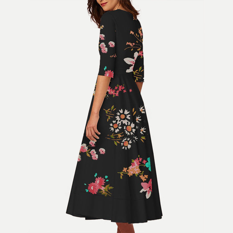 Lovely Floral Print Summer Women Midi Dresses-Dresses-Free Shipping at meselling99