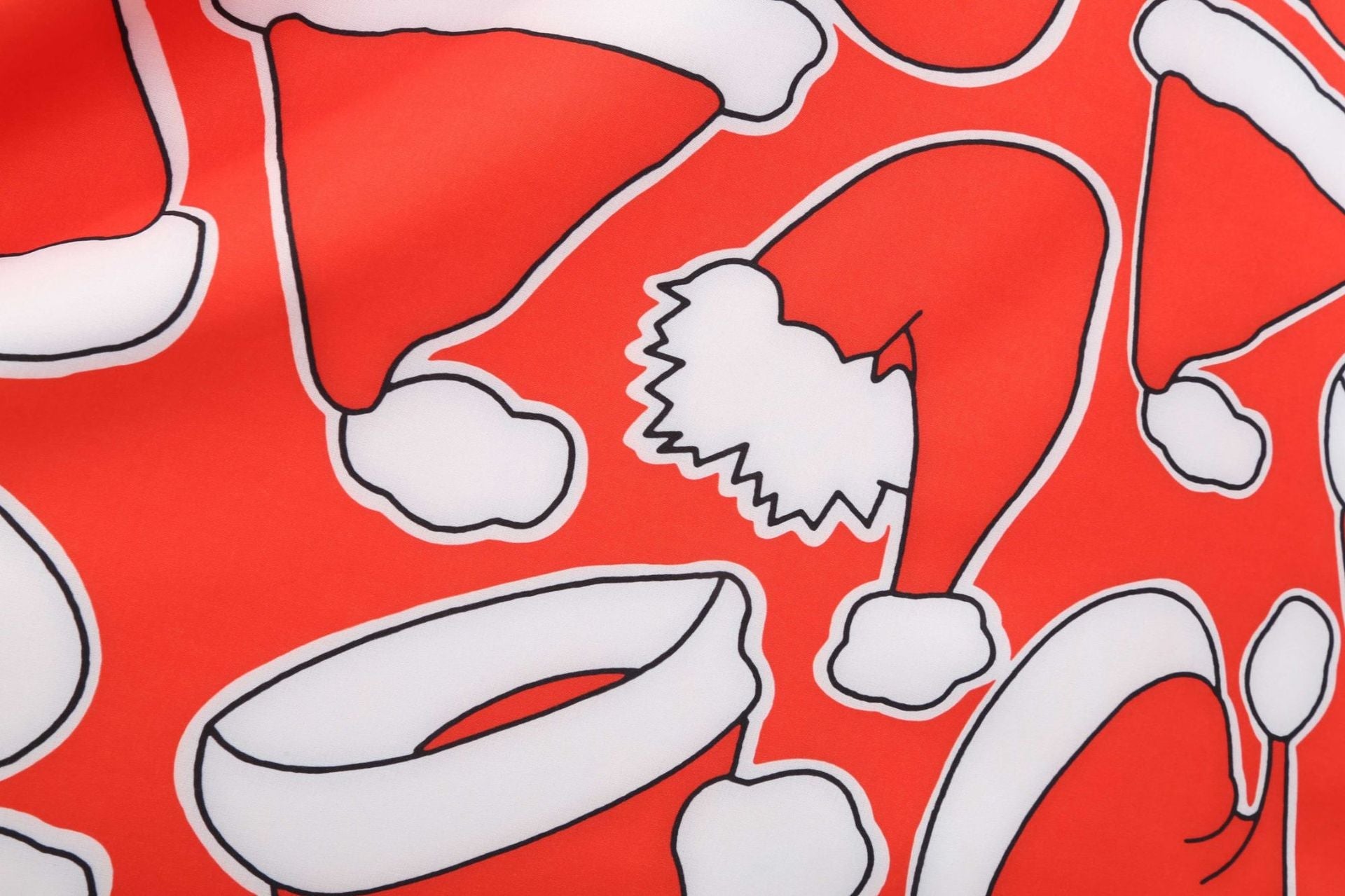 Red Women Long Sleeves Christmas Hat Print Winter Dresses-Vintage Dresses-Free Shipping at meselling99