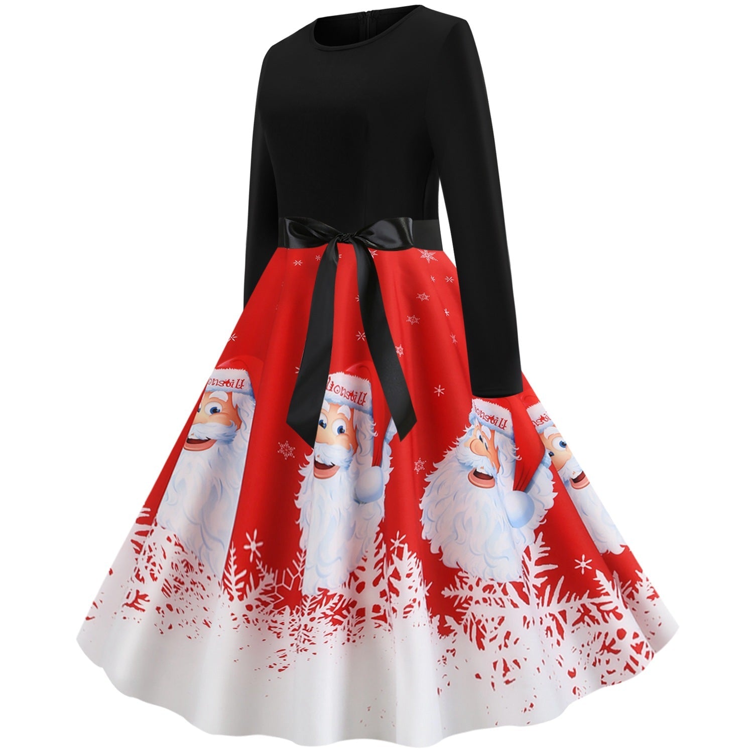 Vintage Merry Christmas Round Neck Long Sleeves Dresses--Free Shipping at meselling99