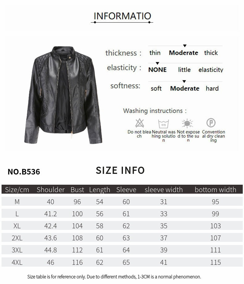 Women PU Leather Jacket Office Lady Coat