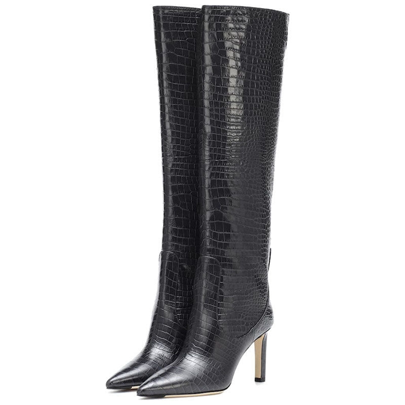 Fashion Peep Toe Crocodile Print Plus Sizes Women Boots