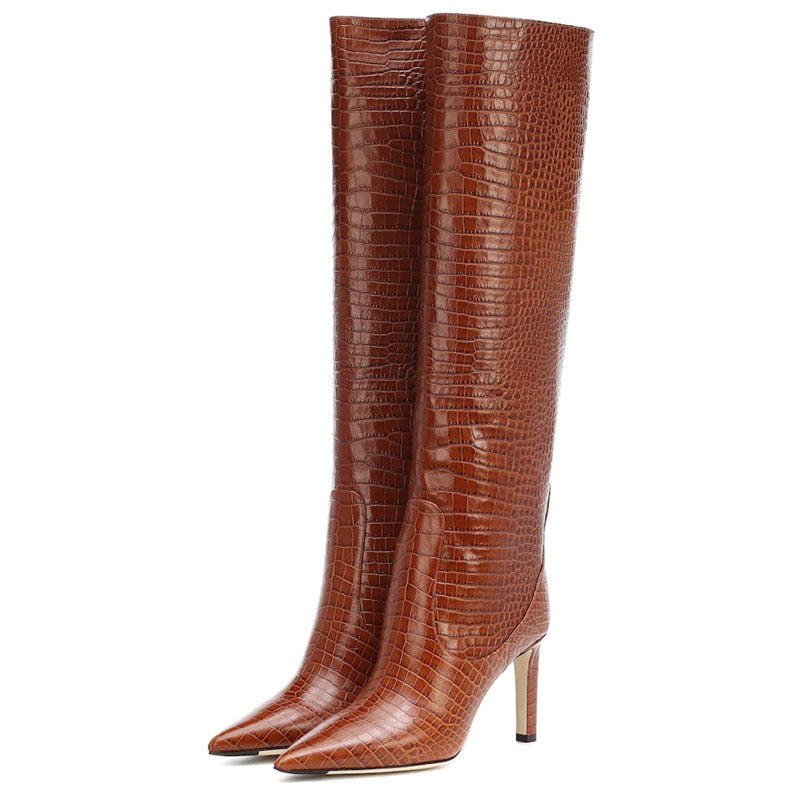 Fashion Peep Toe Crocodile Print Plus Sizes Women Boots
