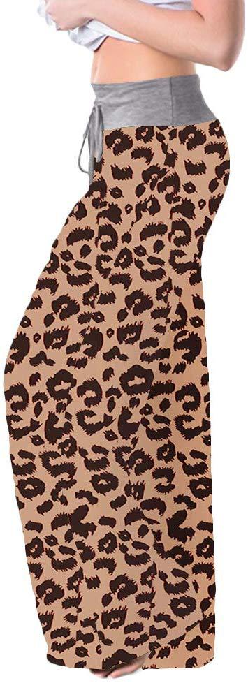 Women's Leopard Print Comfort Stretchy Lounge Pants – Relaxed Fit Wide-Leg Sleep Pants