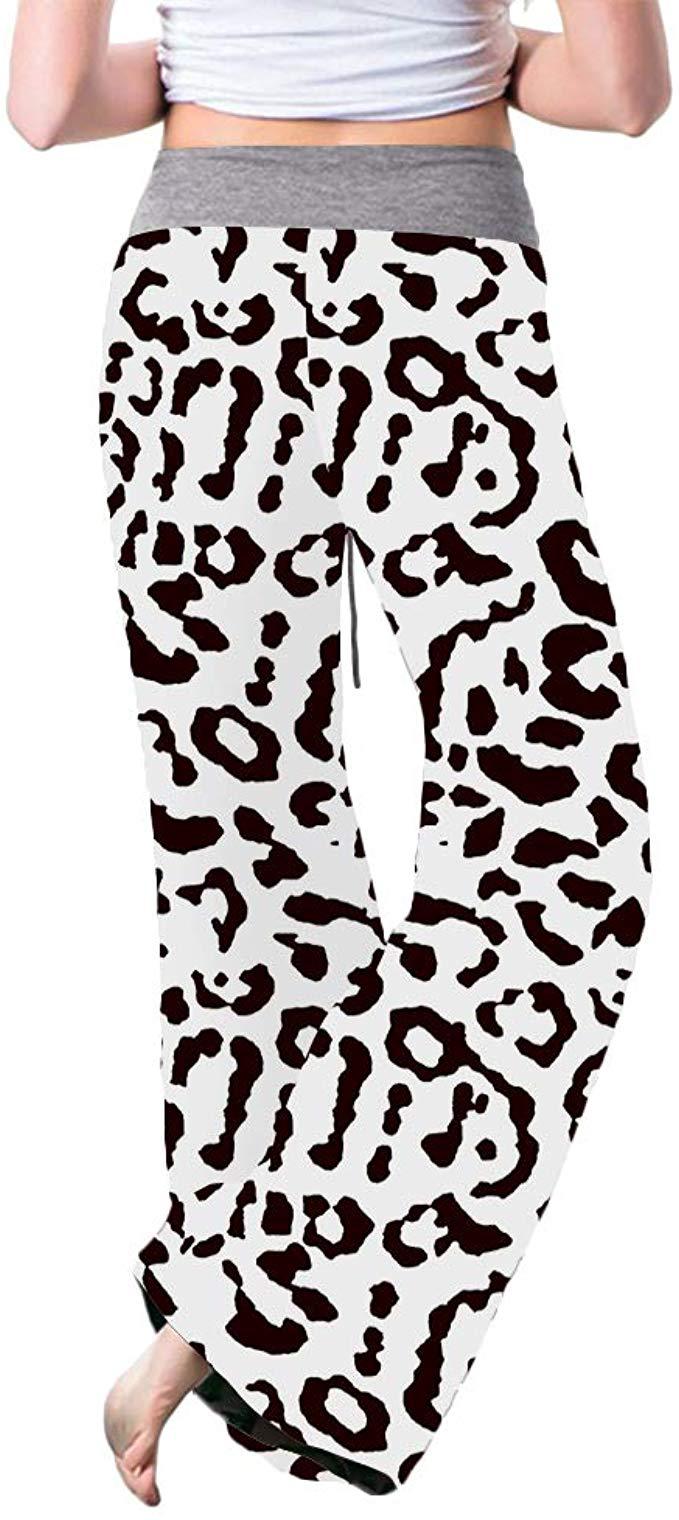 Women's Leopard Print Comfort Stretchy Lounge Pants – Relaxed Fit Wide-Leg Sleep Pants