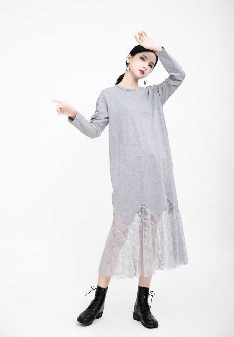 Women Angel Wings Lace Long Dresses-Maxi Dresses-Gray-One Size-Free Shipping at meselling99