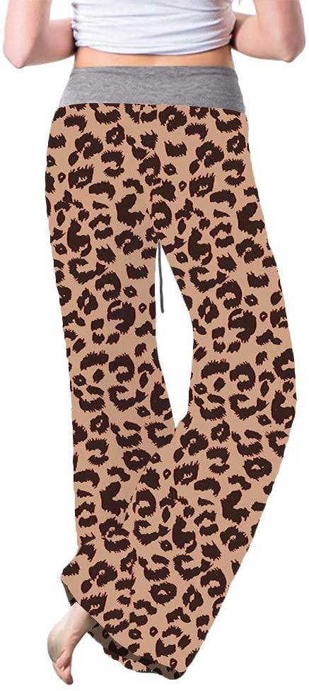 Women's Leopard Print Comfort Stretchy Lounge Pants – Relaxed Fit Wide-Leg Sleep Pants
