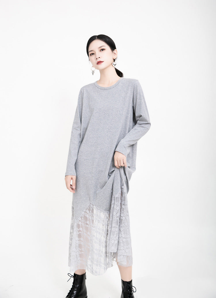 Women Angel Wings Lace Long Dresses-Maxi Dresses-Gray-One Size-Free Shipping at meselling99