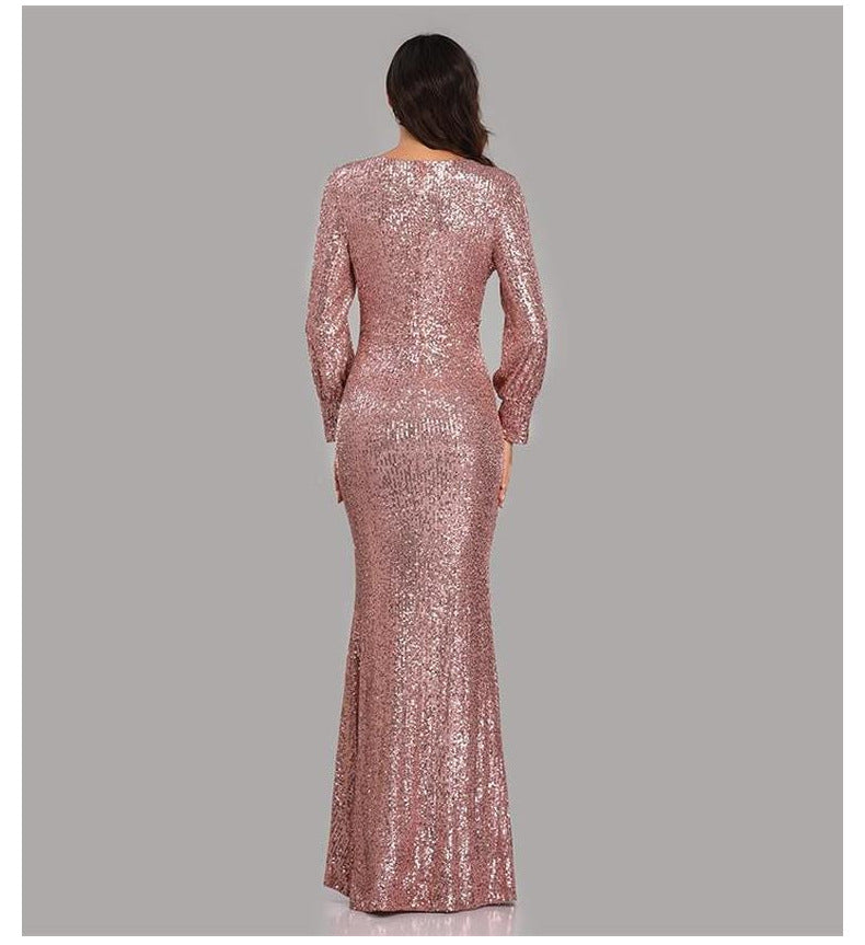 Sexy V Neck Sequined Mermaid Evening Dresses-Dresses-Free Shipping at meselling99