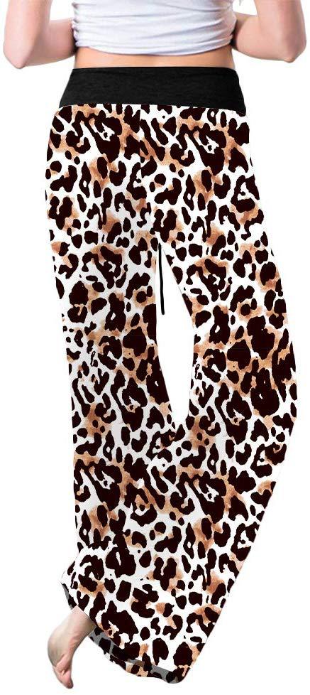 Women's Leopard Print Comfort Stretchy Lounge Pants – Relaxed Fit Wide-Leg Sleep Pants