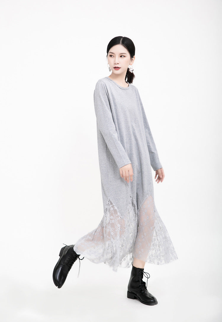 Women Angel Wings Lace Long Dresses-Maxi Dresses-Gray-One Size-Free Shipping at meselling99