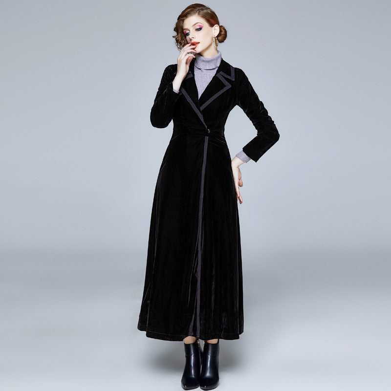 Luxury Velvet Winter Long Wind Trenchcoat for Women