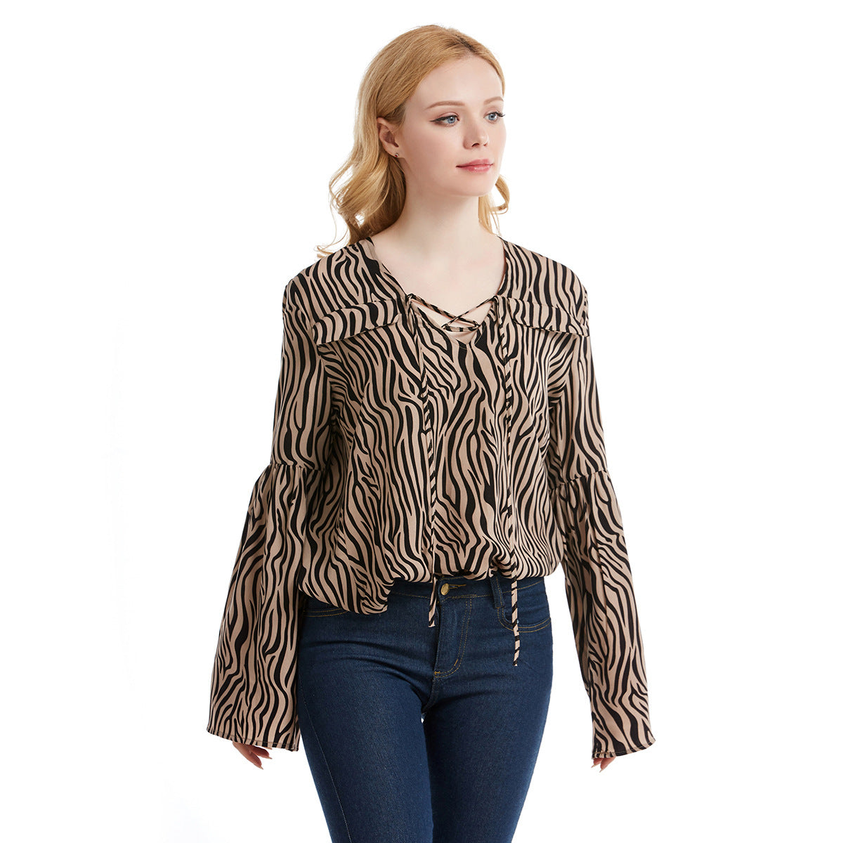 Mcgee Tiger Print Padded Shoulder Blouse