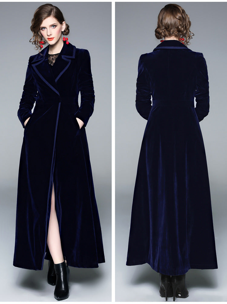 Luxury Velvet Winter Long Wind Trenchcoat for Women