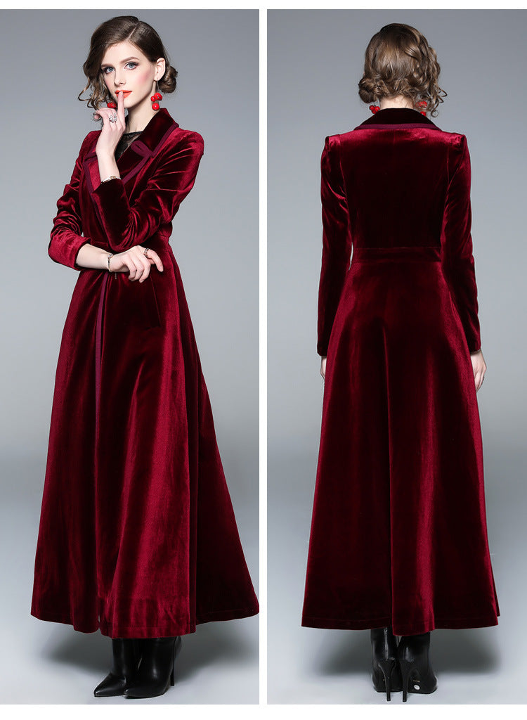 Luxury Velvet Winter Long Wind Trenchcoat for Women