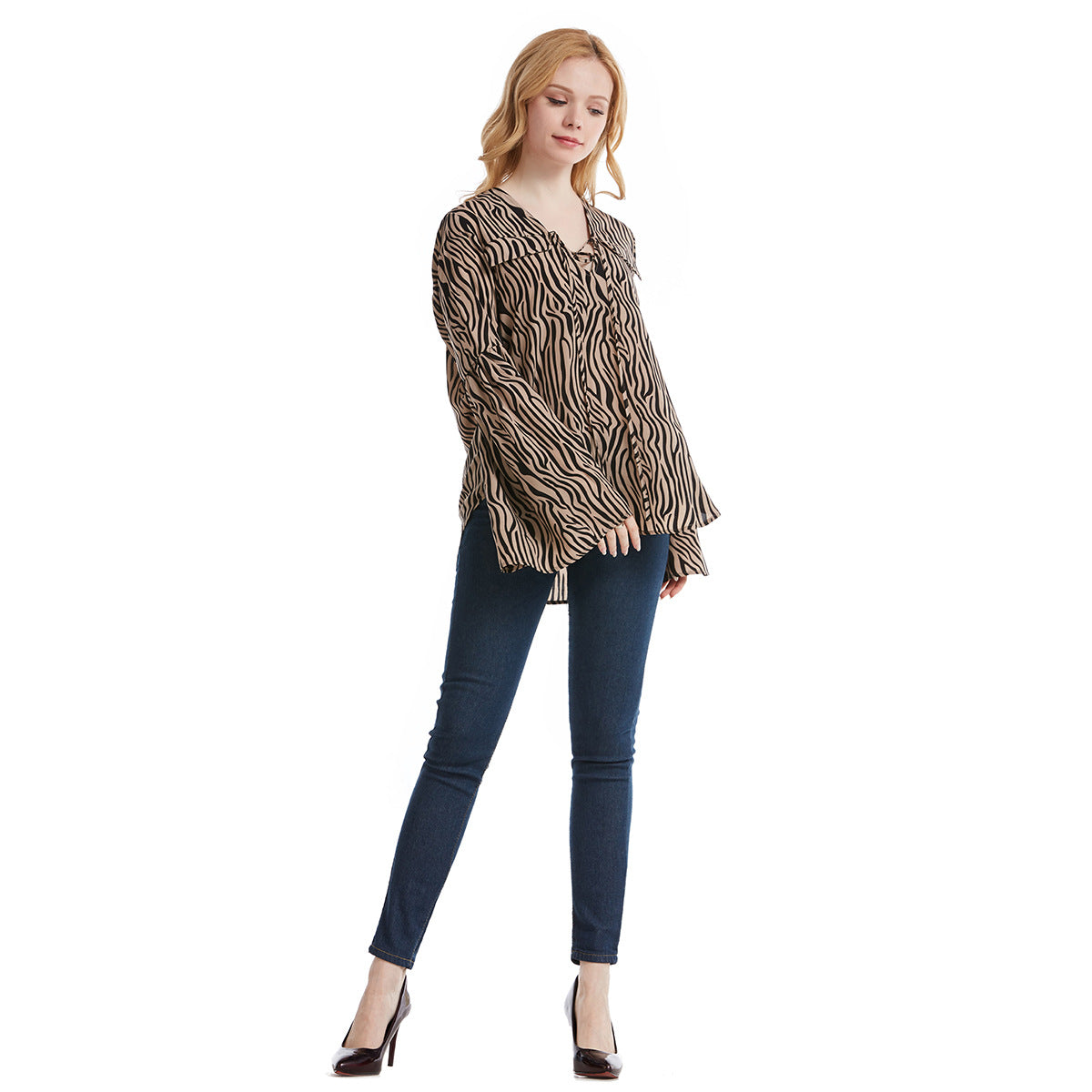 Mcgee Tiger Print Padded Shoulder Blouse