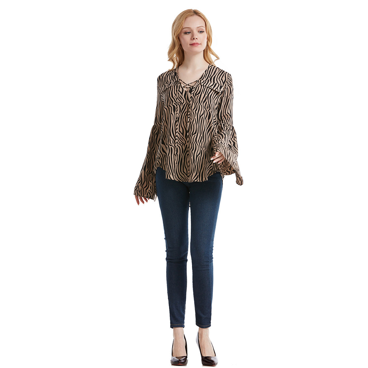 Mcgee Tiger Print Padded Shoulder Blouse