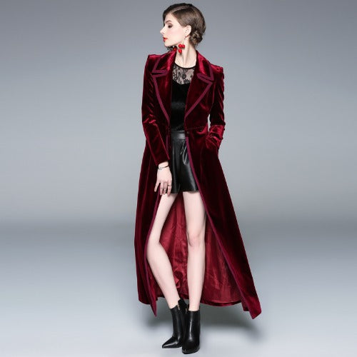 Luxury Velvet Winter Long Wind Trenchcoat for Women