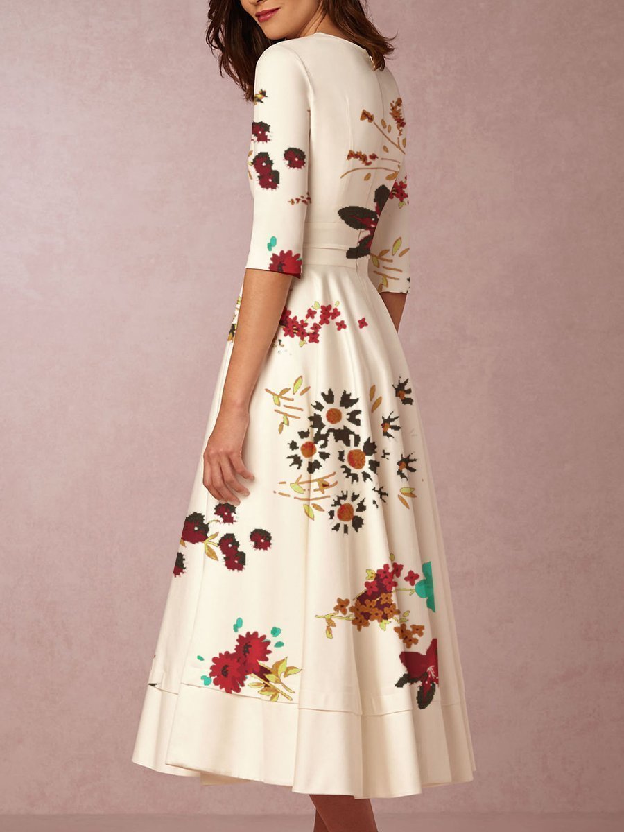 Lovely Floral Print Summer Women Midi Dresses-Dresses-Free Shipping at meselling99