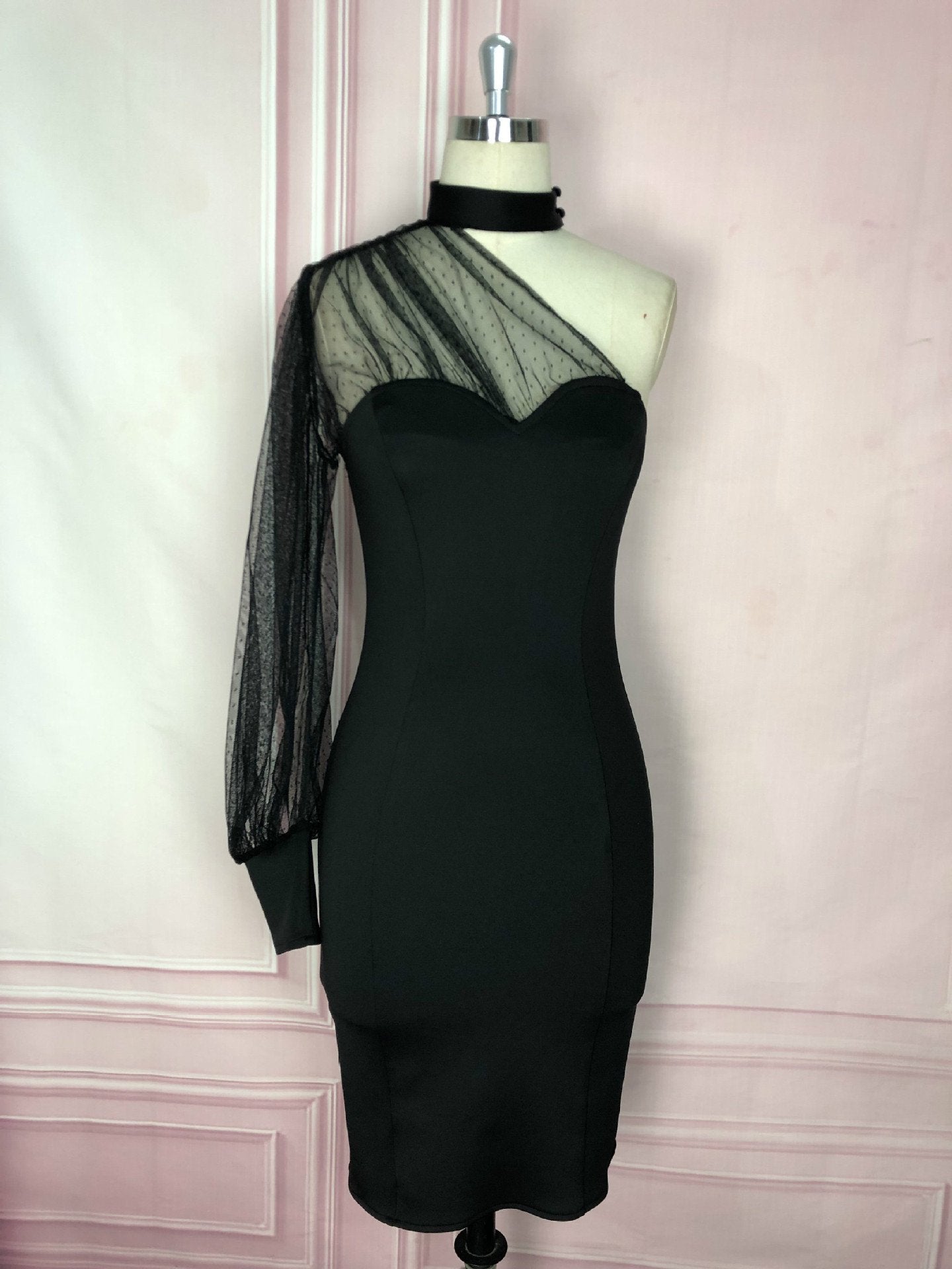 Black See Through Net High Waist Bodycon Dresses-Sexy Dresses-Black-S-Free Shipping at meselling99