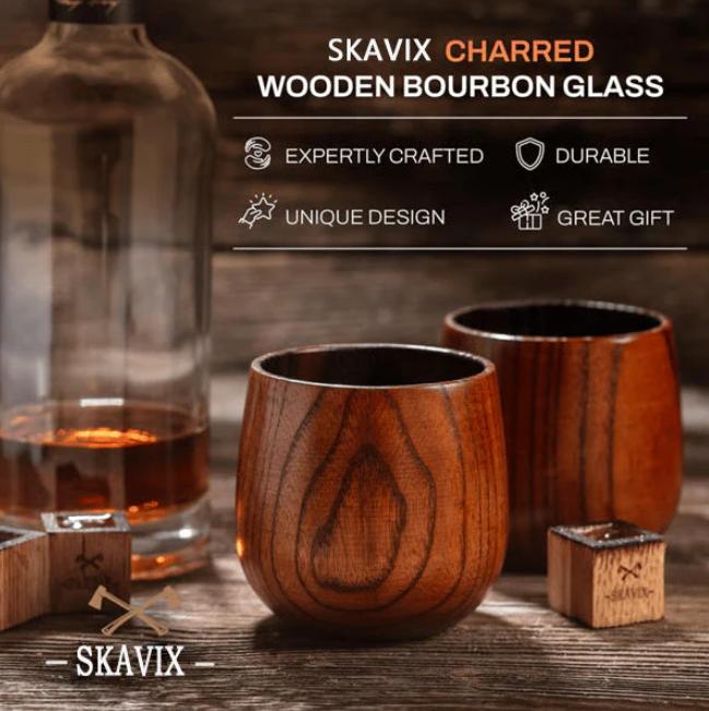 Large Capacity Wooden Mug Whiskey Glass 120ml 2pcs/Set