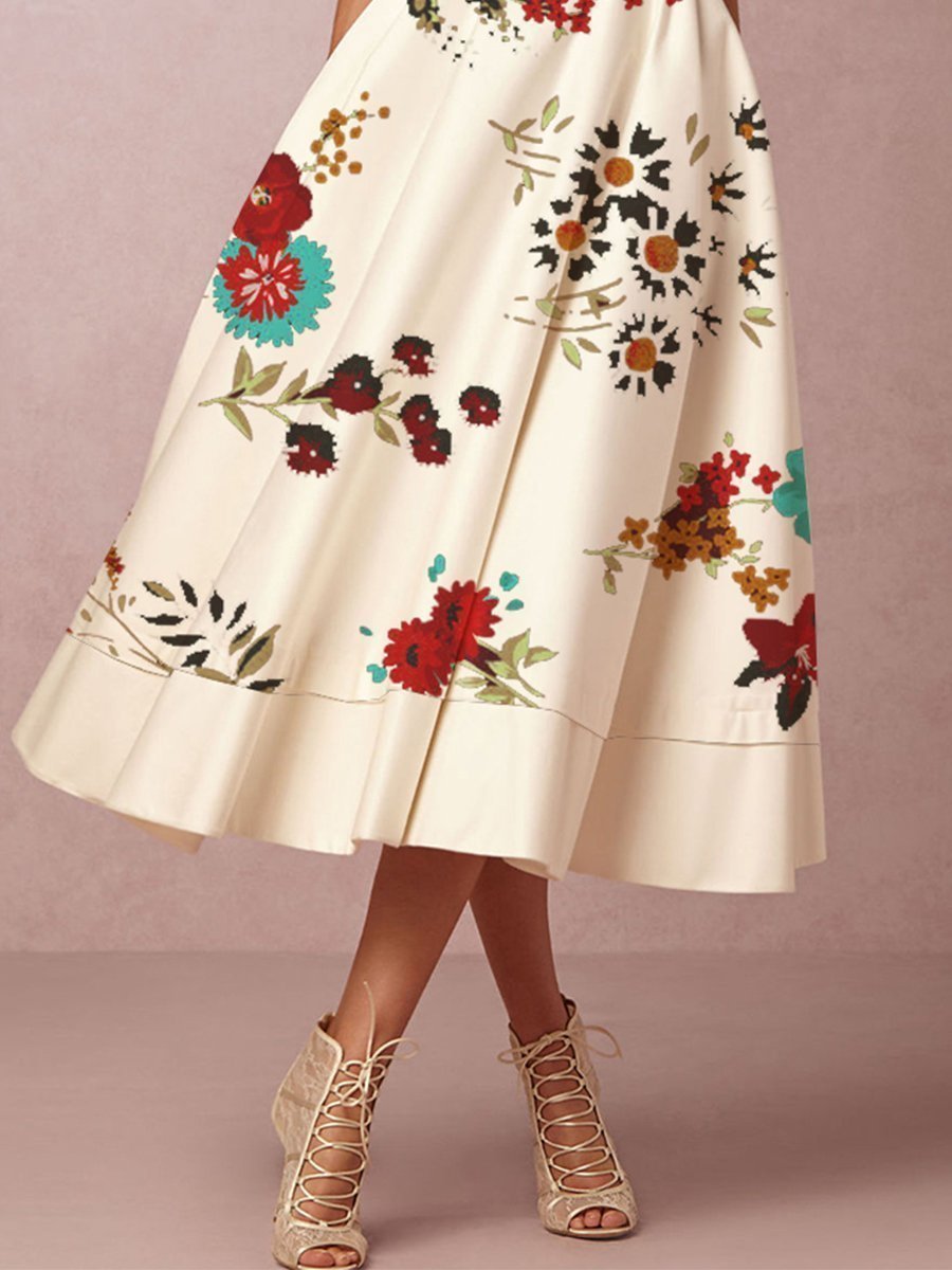 Lovely Floral Print Summer Women Midi Dresses-Dresses-Free Shipping at meselling99