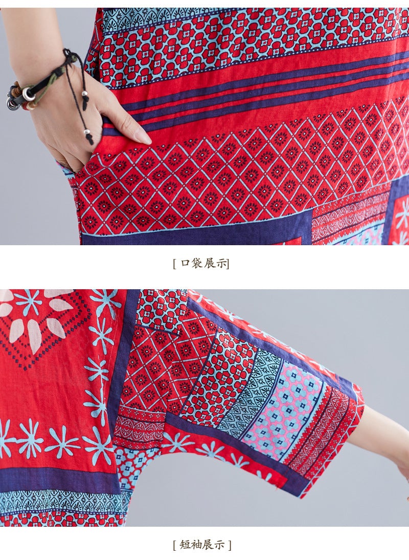 Ethnic Summer Linen Plus Sizes Dresses-Dresses-Free Shipping at meselling99