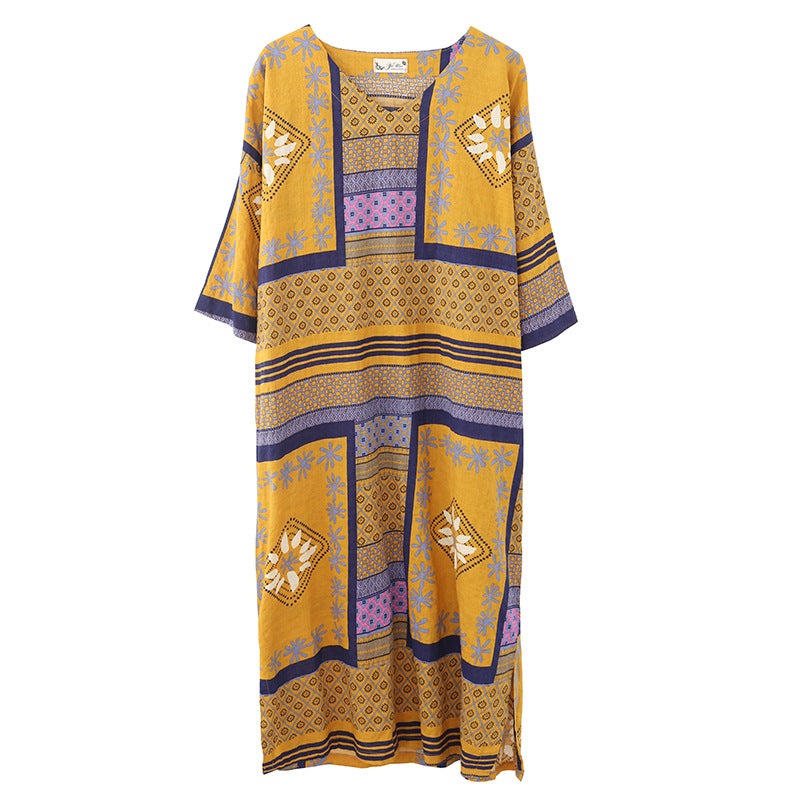 Ethnic Summer Linen Plus Sizes Dresses-Dresses-Free Shipping at meselling99