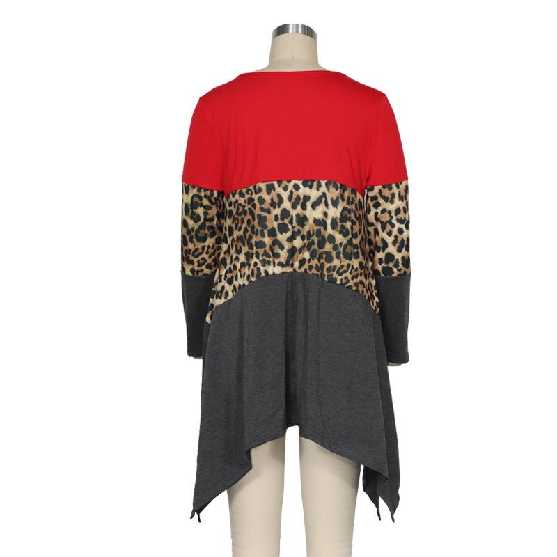 Women Round Neck Leopard Long Sleeves Sweaters-STYLEGOING