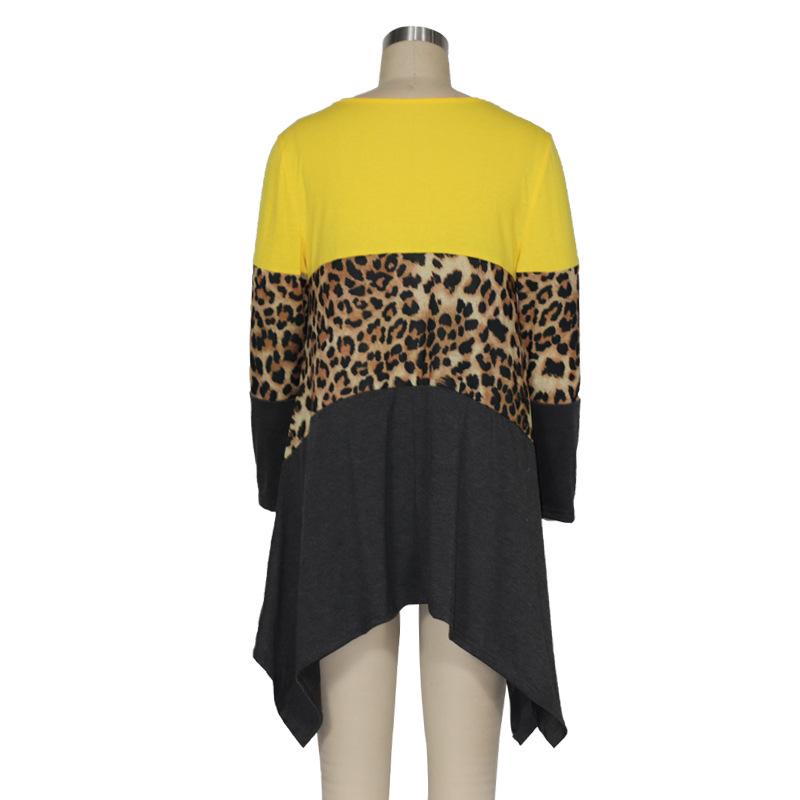 Women Round Neck Leopard Long Sleeves Sweaters-STYLEGOING