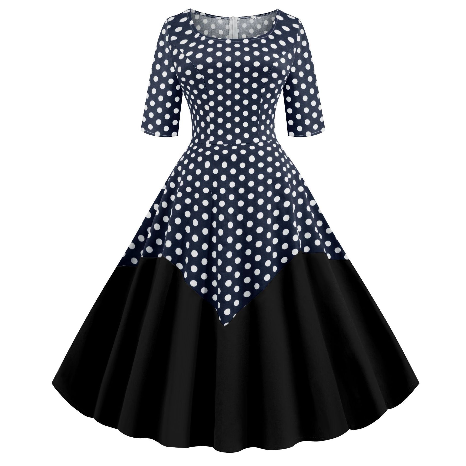 Round Neck Half Sleeves Vintage Dresses-Vintage Dresses-Free Shipping at meselling99