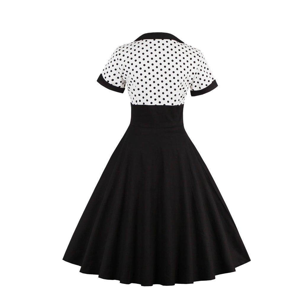 Women Square Neckline Dot Print Plus Size Retro Dresses-Vintage Dresses-Free Shipping at meselling99