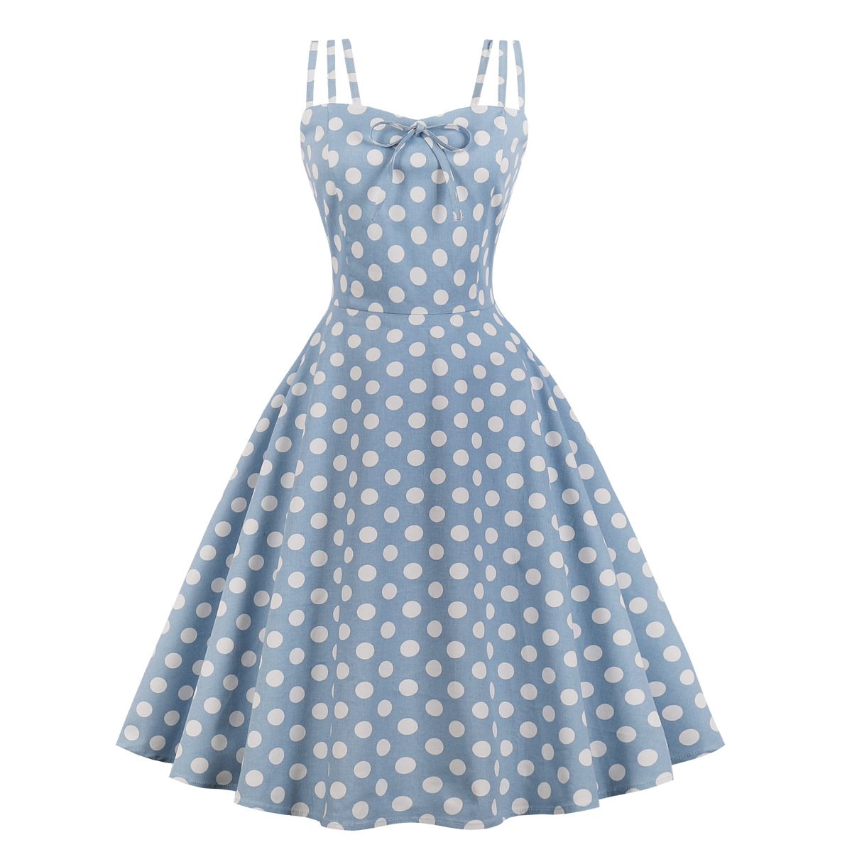 Women Summer Sphagetti Straps Dot Print Dresses-Vintage Dresses-Free Shipping at meselling99