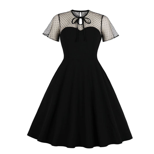 Retro Women Short Sleeves Net Dot Ball Sleeves-Vintage Dresses-Free Shipping at meselling99