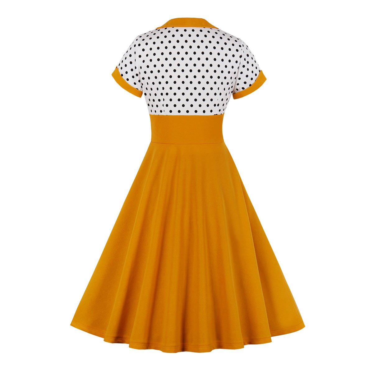 Women Square Neckline Dot Print Plus Size Retro Dresses-Vintage Dresses-Free Shipping at meselling99